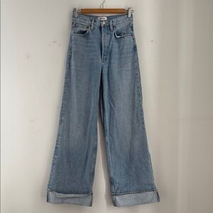 AGOLDE Dame hi rise button fly wide leg cuffed denim jeans sz 25